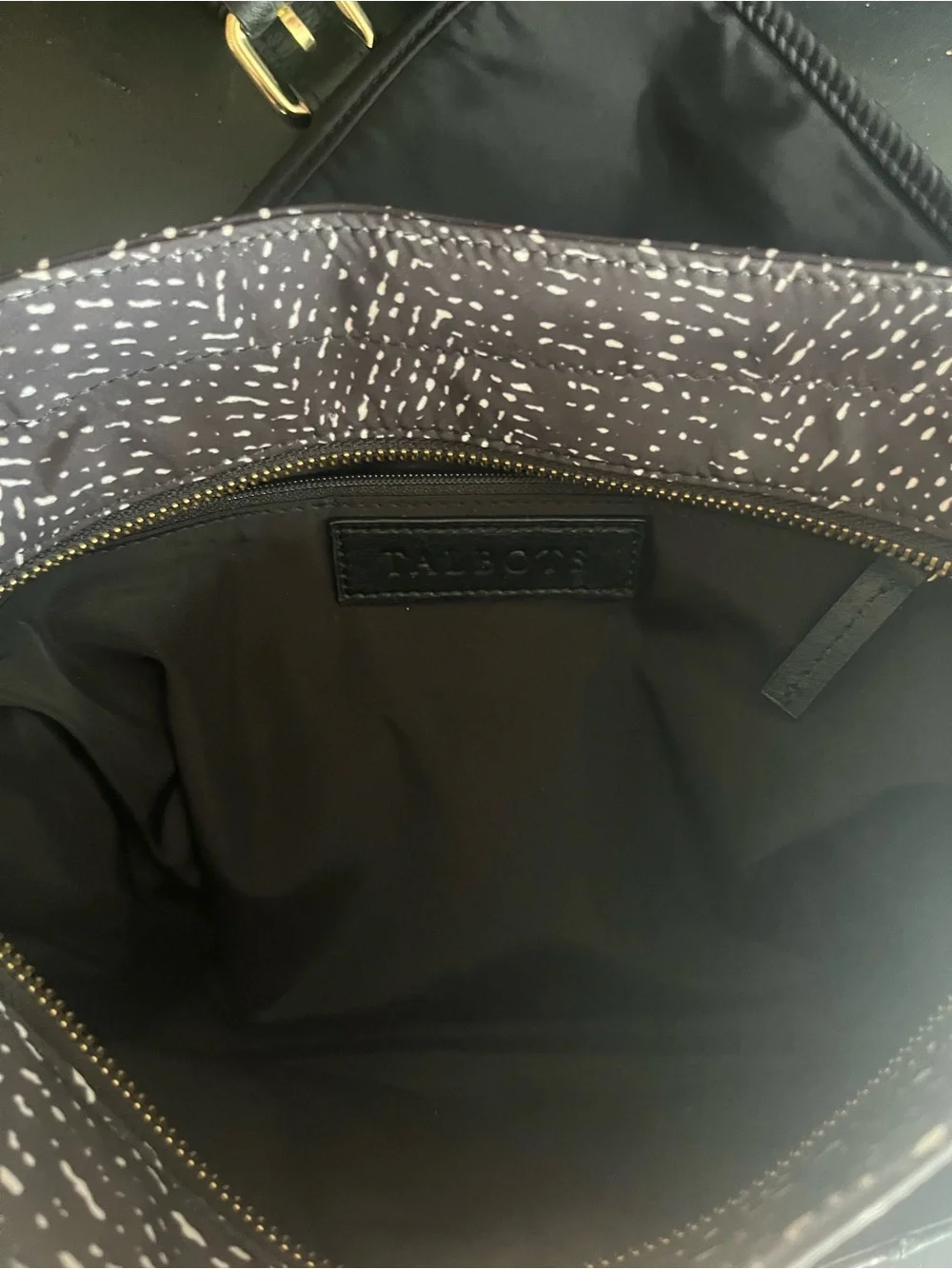 Talbots classic fall black white bag